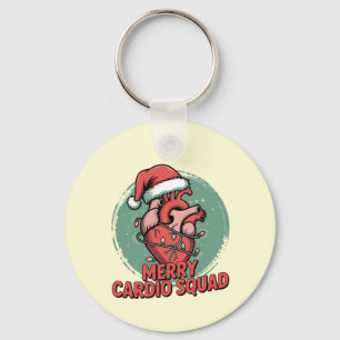 Merry Cardio Squad Cute Anatomical Heart with Chri Keychain