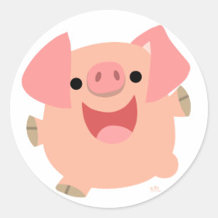 Merry Cartoon Pig round sticker
