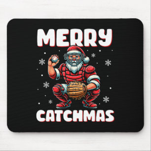Merry Catchmas Santa Claus Baseball Catcher Xmas C Mouse Pad