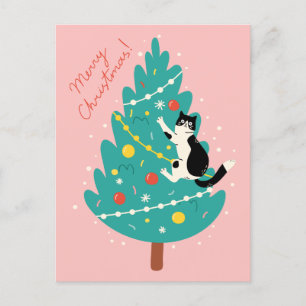 Merry Catmas - A Purr-fect Christmas Climb Holiday Postcard