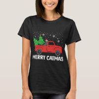 Merry Catmas Black Cat and Christmas Tree Red Truc