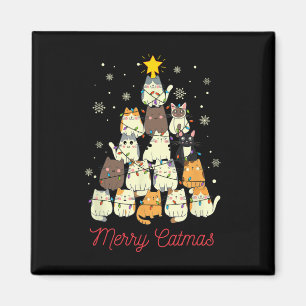 Merry Catmas Cat Christmas Tree Cat Lover  Magnet