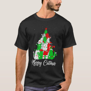 Merry Catmas Cat Mom Cat Dad Christmas Cat T-Shirt