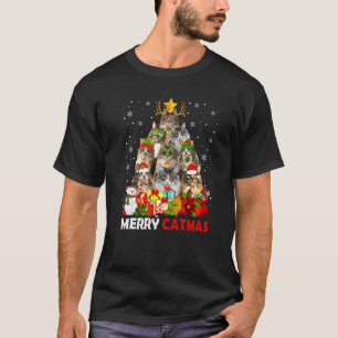 Merry Catmas Cat Mom Cat Dad Christmas Norwegian F T-Shirt