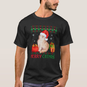 Merry Catmas Cat Ugly Christmas Aegean Mom Dad T-Shirt