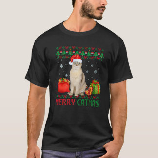 Merry Catmas Cat Ugly Christmas Burmilla Mom Dad T-Shirt