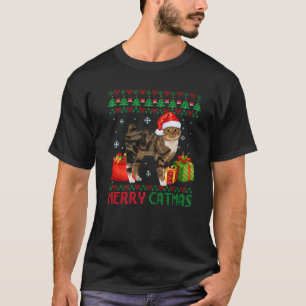 Merry Catmas Cat Ugly Christmas Manx Catt Mom Dad T-Shirt