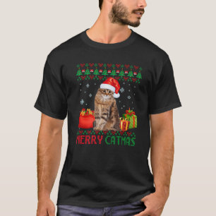 Merry Catmas Cat Ugly Christmas Siberian Cat Mom D T-Shirt