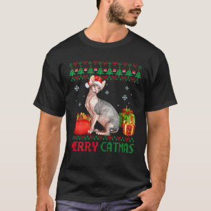 Merry Catmas Cat Ugly Christmas Sphynx Mom Dad T-Shirt