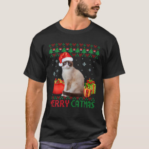 Merry Catmas Cat Ugly Christmas Tonki Mom Dad T-Shirt
