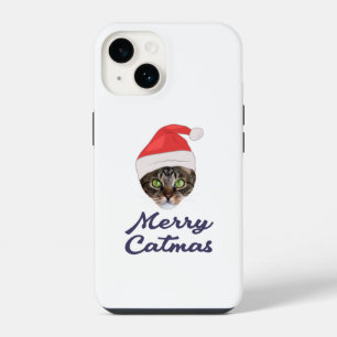 Merry Catmas, Christmas Cat Santa hat Invitation iPhone 14 Case