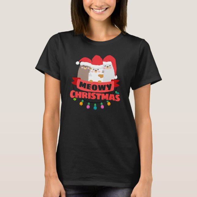 Merry Catmas Christmas Cats Xmas Holiday T-Shirt (Front)