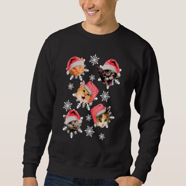 Merry Catmas Christmas Pyjamas Lights Sweatshirt (Front)