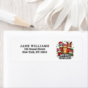Merry Catmas Christmas Return Address Label