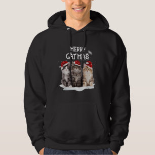 Merry Catmas Christmas Tree Santa Kitten Xmas Cute Hoodie