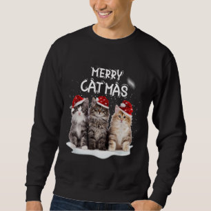 Merry Catmas Christmas Tree Santa Kitten Xmas Cute Sweatshirt