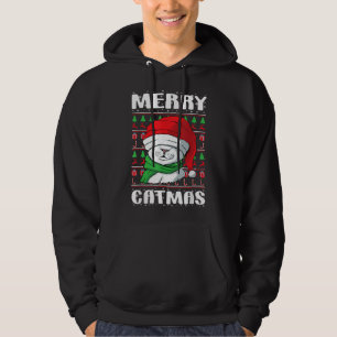 Merry Catmas Christmas Ugly Xmas Cat Lover Hoodie