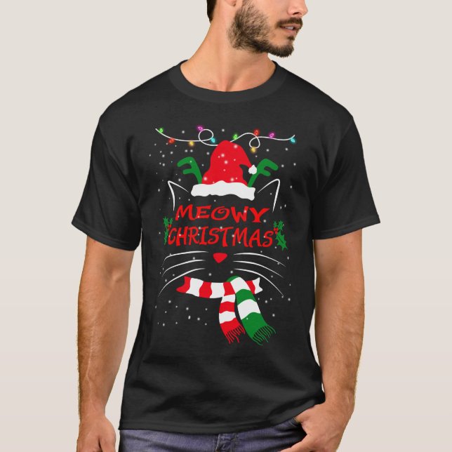 MERRY CATMAS, Cute Cat Christmas Gift, X-mas Cat T-Shirt (Front)