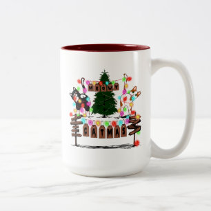 MERRY CATMAS, Cute Cat Christmas Gift, X-mas Cat Two-Tone Coffee Mug