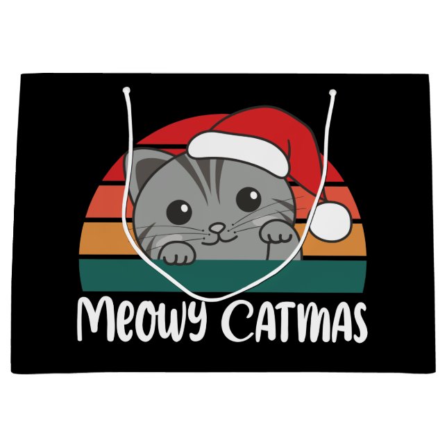 Merry Catmas Funny Cat Christmas Pun Large Gift Ba Large Gift Bag (Front)