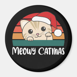 Merry Catmas Funny Cat Christmas Pun Magnet