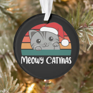 Merry Catmas Funny Cat Christmas Pun Ornament