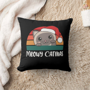 Merry Catmas Funny Cat Christmas Pun Throw Pillow