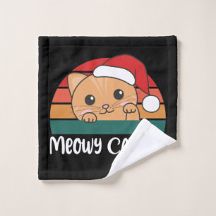 Merry Catmas Funny Cat Christmas Pun Wash Cloth