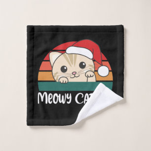 Merry Catmas Funny Cat Christmas Pun Wash Cloth