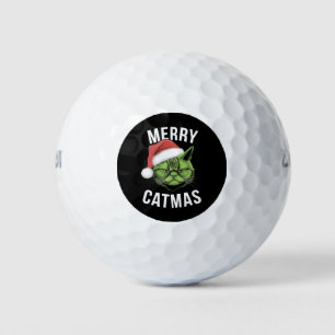 Merry Catmas Funny Cat Lovers Christmas  Golf Balls