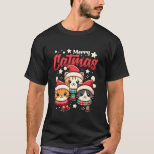 Merry Catmas Funny Cat Mom Cat Dad Christmas Cat T-Shirt
