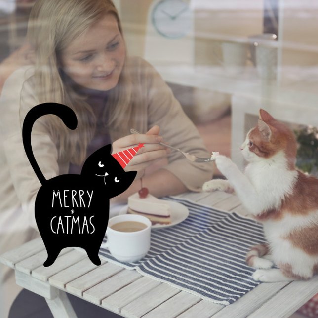 Merry Catmas Funny Christmas Black Cat Pet Shop Window Cling (Creator Uploaded)