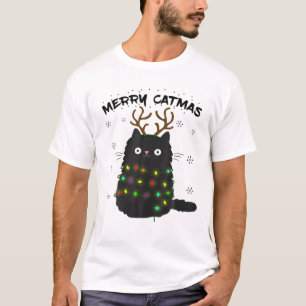 Merry Catmas Funny Christmas Cat In Reindeer Costu T-Shirt