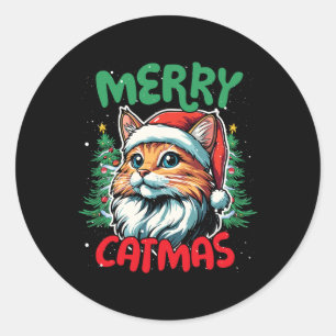 Merry Catmas Funny Christmas Duck Lover  Classic Round Sticker