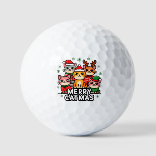 Merry Catmas Funny Christmas Golf Balls