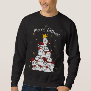 Merry Catmas funny Christmas Santa cat tree gift f Sweatshirt