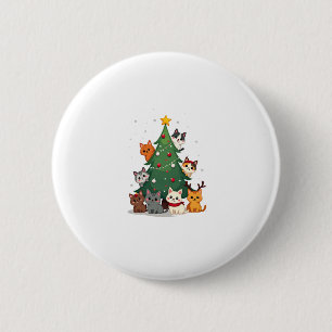 Merry Catmas Funny Christmas Tree, Cats Xmas Meow  2 Inch Round Button