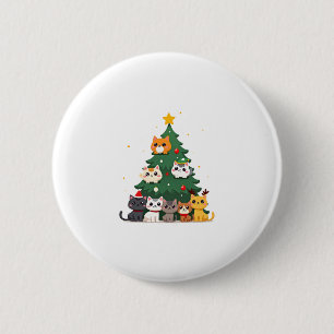 Merry Catmas Funny Christmas Tree, Cats Xmas Meow  2 Inch Round Button