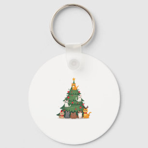 Merry Catmas Funny Christmas Tree, Cats Xmas Meow  Keychain