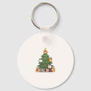 Merry Catmas Funny Christmas Tree, Cats Xmas Meow  Keychain