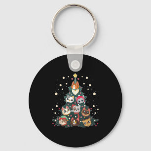 Merry Catmas Funny Christmas Tree, Cats Xmas Meow  Keychain