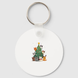 Merry Catmas Funny Christmas Tree, Cats Xmas Meow  Keychain