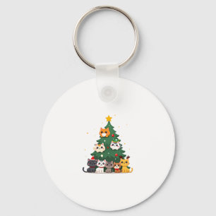 Merry Catmas Funny Christmas Tree, Cats Xmas Meow  Keychain