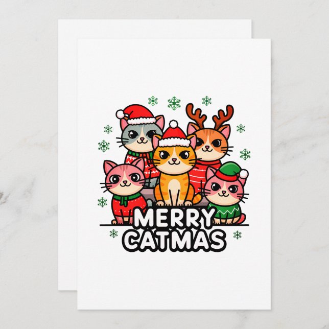 Merry Catmas Funny Holiday Card (Front/Back)