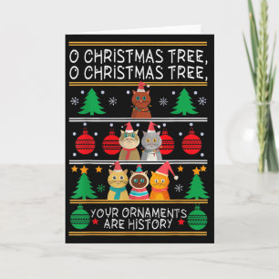 Merry Catmas Funny O Christmas Tree, Cat Xmas Meow Card