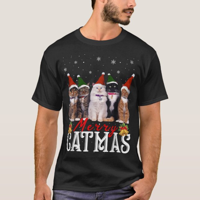 Merry Catmas Matching Family Cat Lover Xmas T-Shirt (Front)