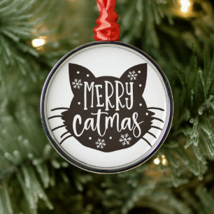 Merry Catmas Metal Ornament