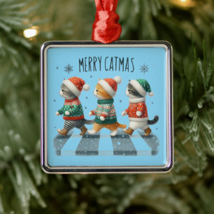 Merry Catmas Metal Ornament