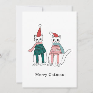 Merry Catmas Minimalist Holiday Card