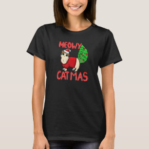Merry Catmas  Tail Christmas Tree Cat Mom Cat T-Shirt